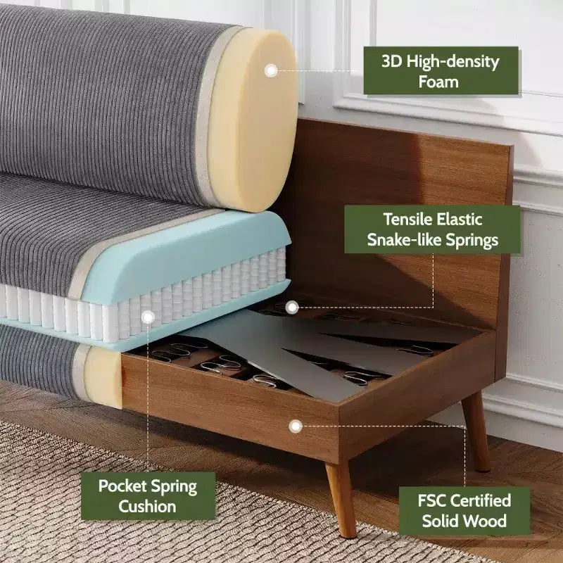68 Loveseat Sofa, Modern Upholstered Couch with 24 Deep Seat, Padded Arms, Small Comfy Sofa for Living Room