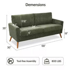 68 Loveseat Sofa, Modern Upholstered Couch with 24 Deep Seat, Padded Arms, Small Comfy Sofa for Living Room