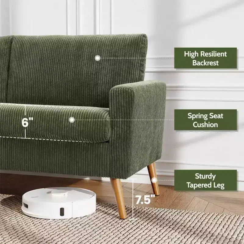 68 Loveseat Sofa, Modern Upholstered Couch with 24 Deep Seat, Padded Arms, Small Comfy Sofa for Living Room