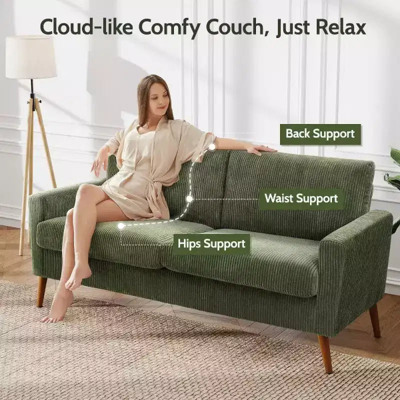 68 Loveseat Sofa, Modern Upholstered Couch with 24 Deep Seat, Padded Arms, Small Comfy Sofa for Living Room