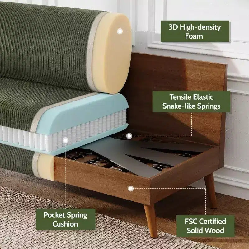68 Loveseat Sofa, Modern Upholstered Couch with 24 Deep Seat, Padded Arms, Small Comfy Sofa for Living Room