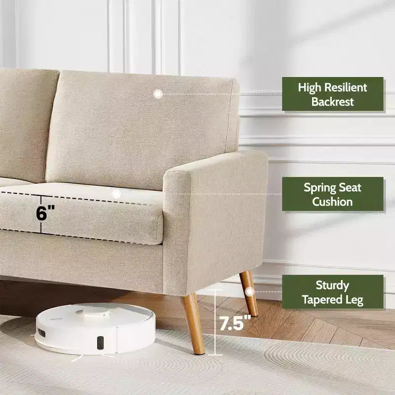 68 Loveseat Sofa, Modern Upholstered Couch with 24 Deep Seat, Padded Arms, Small Comfy Sofa for Living Room