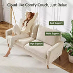 68 Loveseat Sofa, Modern Upholstered Couch with 24 Deep Seat, Padded Arms, Small Comfy Sofa for Living Room