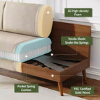 68 Loveseat Sofa, Modern Upholstered Couch with 24 Deep Seat, Padded Arms, Small Comfy Sofa for Living Room