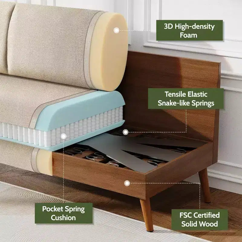 68 Loveseat Sofa, Modern Upholstered Couch with 24 Deep Seat, Padded Arms, Small Comfy Sofa for Living Room