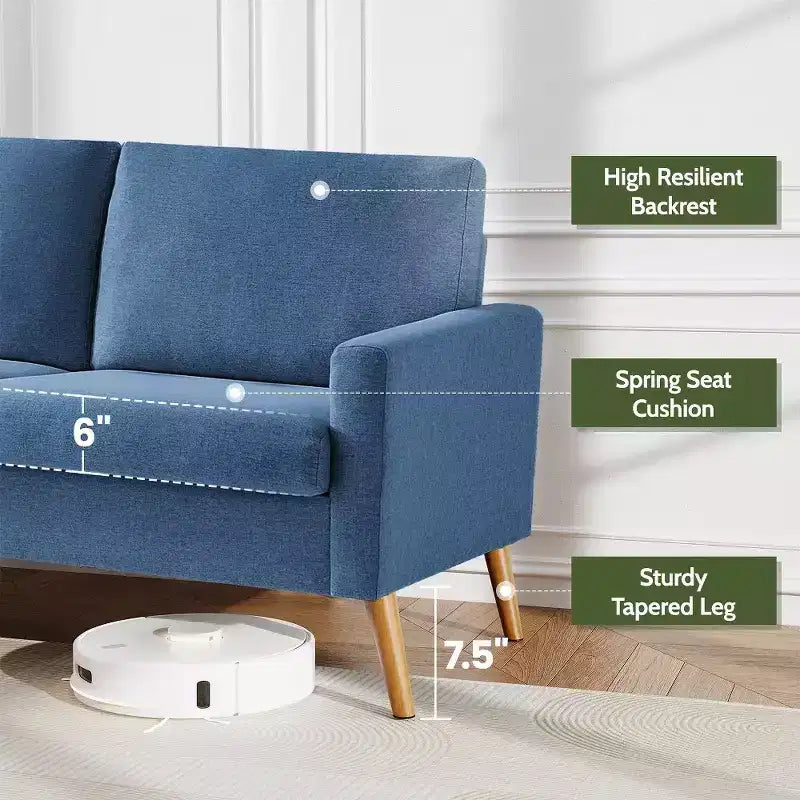 68 Loveseat Sofa, Modern Upholstered Couch with 24 Deep Seat, Padded Arms, Small Comfy Sofa for Living Room