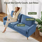 68 Loveseat Sofa, Modern Upholstered Couch with 24 Deep Seat, Padded Arms, Small Comfy Sofa for Living Room
