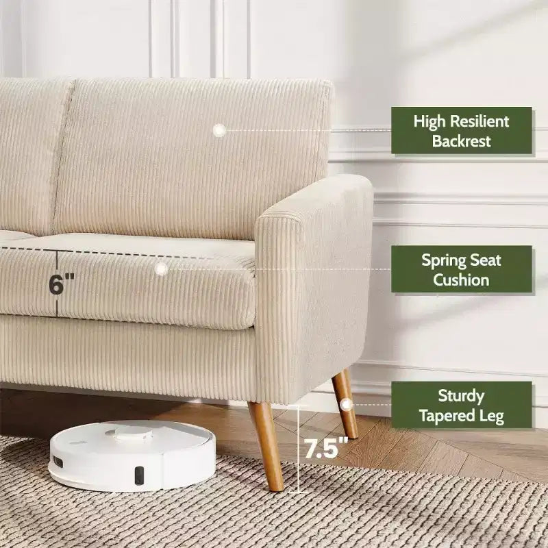 68 Loveseat Sofa, Modern Upholstered Couch with 24 Deep Seat, Padded Arms, Small Comfy Sofa for Living Room