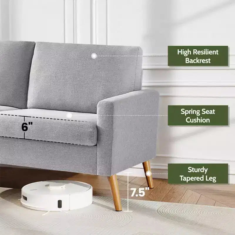 68 Loveseat Sofa, Modern Upholstered Couch with 24 Deep Seat, Padded Arms, Small Comfy Sofa for Living Room