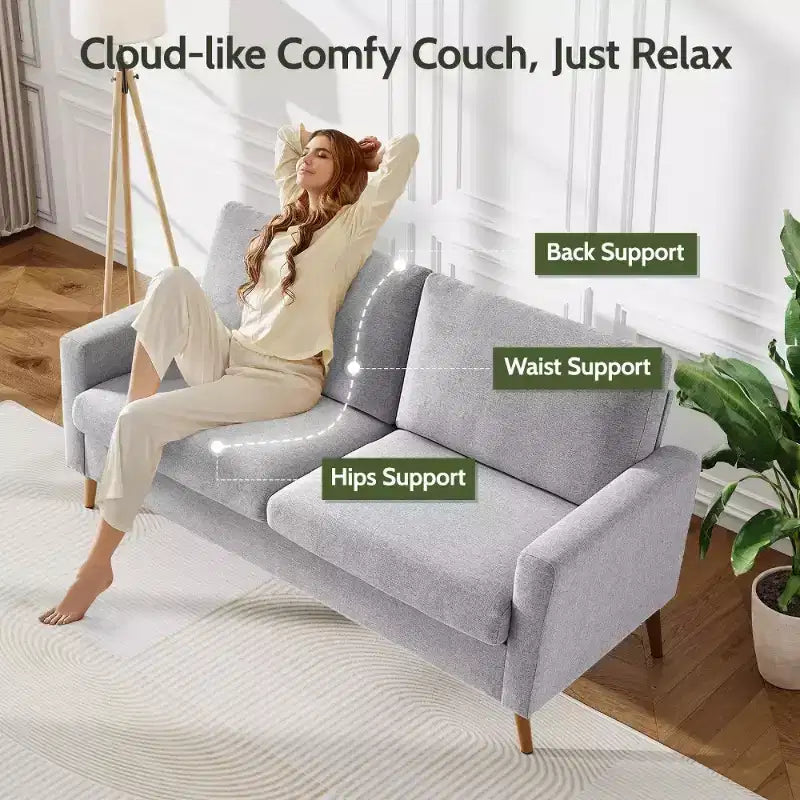 68 Loveseat Sofa, Modern Upholstered Couch with 24 Deep Seat, Padded Arms, Small Comfy Sofa for Living Room