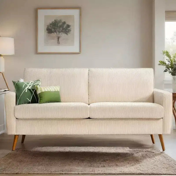 Dyonery 68 Loveseat Sofa, Modern Upholstered Couch with 24 Deep Seat, Padded Arms, Small Comfy Sofa for Living Room