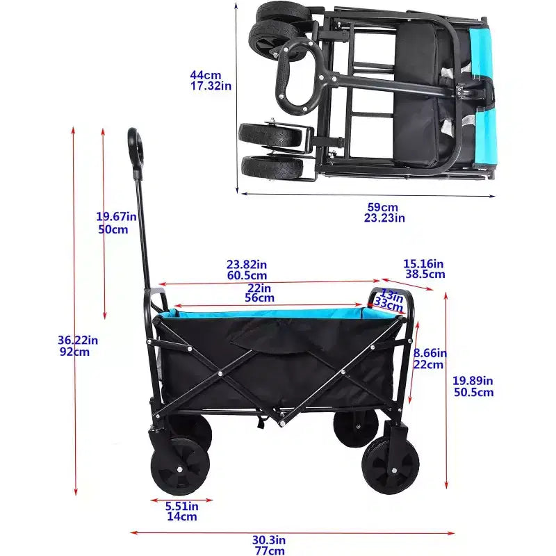 Foldable Garden Shopping & Beach Cart, Metal Material,for Outdoor Use