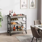 Roman Column Serving Cart, MDF & Iron Material, Retro Color, for Kitchen & Dining Area