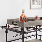 Roman Column Serving Cart, MDF & Iron Material, Retro Color, for Kitchen & Dining Area