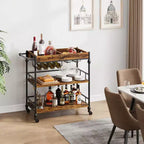 Roman Column Serving Cart, MDF & Iron Material, Retro Color, for Kitchen & Dining Area