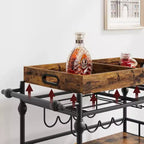 Roman Column Serving Cart, MDF & Iron Material, Retro Color, for Kitchen & Dining Area