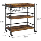Roman Column Serving Cart, MDF & Iron Material, Retro Color, for Kitchen & Dining Area