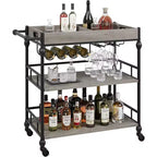 Roman Column Serving Cart, MDF & Iron Material, Retro Color, for Kitchen & Dining Area