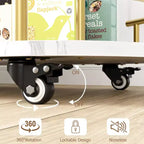 Gold Bar Cart, 3 Tier Bar Carts with Wheels, Rotated Bar Cart with Wine Rack and Glass Holder, Bar Serving Cart for Living Room, Kitchen, Dining Room