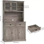 Pantry with Drawers and Adjustable Shelves, 71Tall Freestanding Kitchen Pantry Cabinet with Microwave Stand, Hutch Cabinet for Kitchen, Dining Room