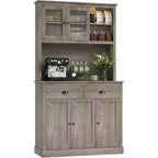Pantry with Drawers and Adjustable Shelves, 71Tall Freestanding Kitchen Pantry Cabinet with Microwave Stand, Hutch Cabinet for Kitchen, Dining Room
