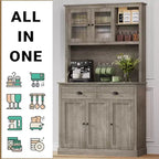 Pantry with Drawers and Adjustable Shelves, 71Tall Freestanding Kitchen Pantry Cabinet with Microwave Stand, Hutch Cabinet for Kitchen, Dining Room