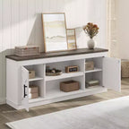 Farmhouse TV Stand for Tv Up to70 in, Fluted Entertainment Center w/ 2 Doors, 65 in Rustic Television Consoles Stands for Living Room, Bedroom