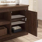 Farmhouse TV Stand for Tv Up to70 in, Fluted Entertainment Center w/ 2 Doors, 65 in Rustic Television Consoles Stands for Living Room, Bedroom