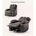 Manual Recliner Chair for Adults PU Faux Leather, Massage Lounge, 360 Swivel Cup Holders, Side Pocket Modern Single Sofa Seat