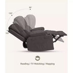 Manual Recliner Chair for Adults PU Faux Leather, Massage Lounge, 360 Swivel Cup Holders, Side Pocket Modern Single Sofa Seat