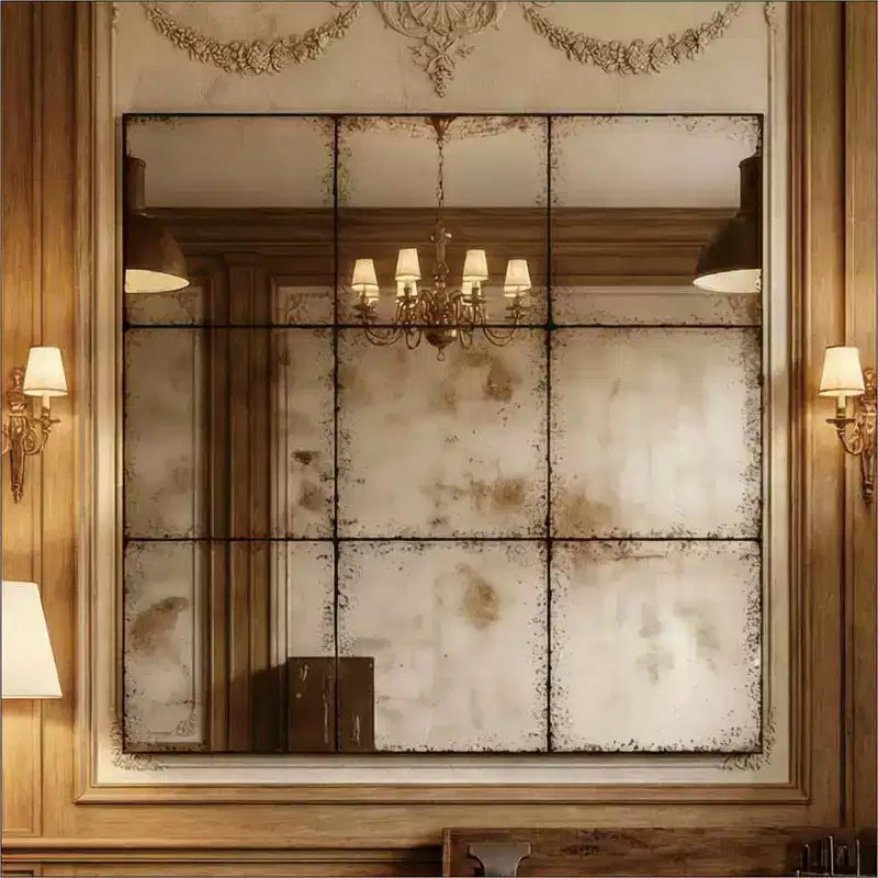 Vintage Industrial Wall Mirror with High-Definition Glass