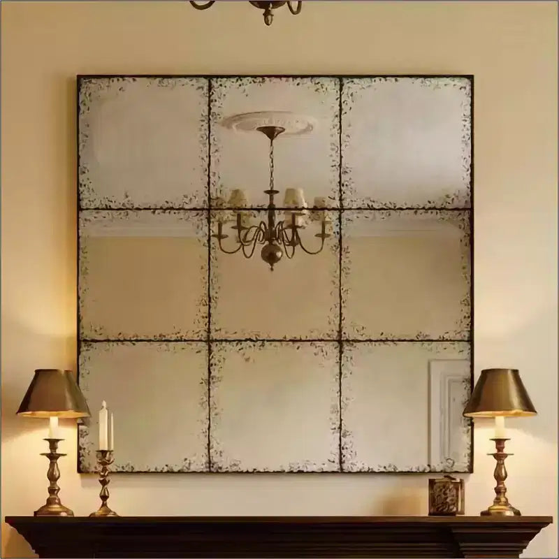 Vintage Industrial Wall Mirror with High-Definition Glass