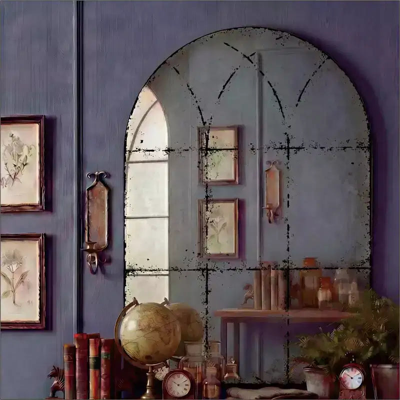 Vintage Industrial Wall Mirror with High-Definition Glass