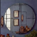 Vintage Industrial Wall Mirror with High-Definition Glass