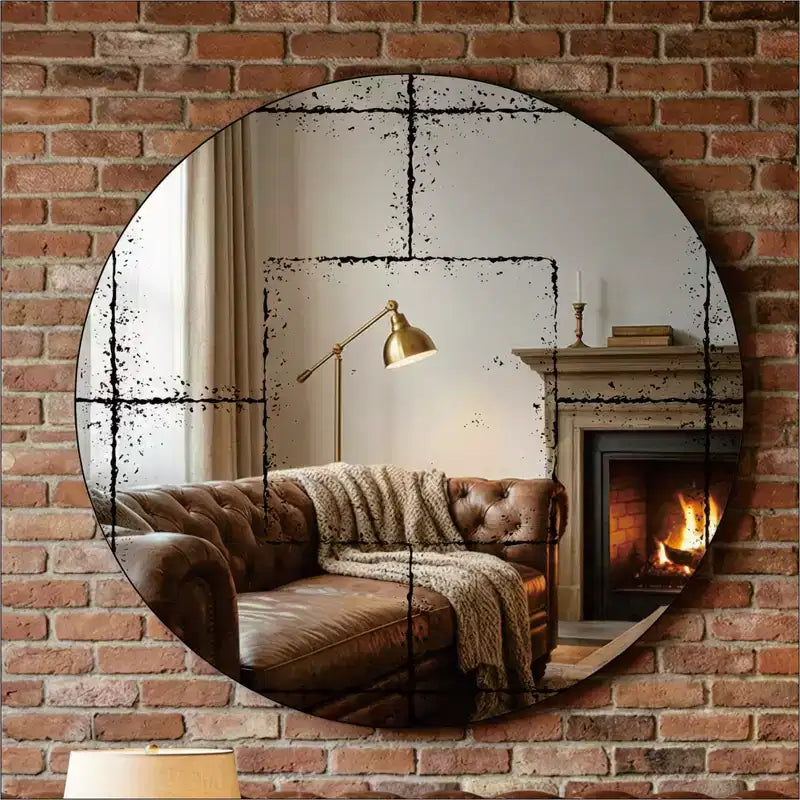 Vintage Industrial Wall Mirror with High-Definition Glass