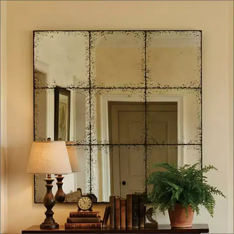 Vintage Industrial Wall Mirror with High-Definition Glass