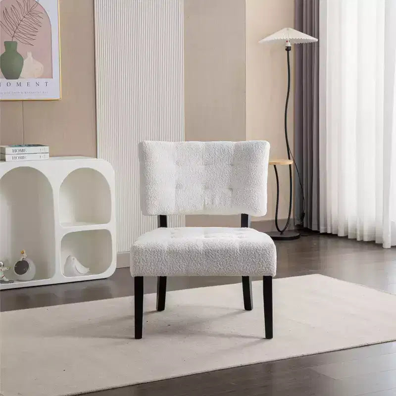Modern Oversized Accent Chair with Middle Tufted Back Blended Leather Comfy Chairs with Wood Legs Accent Chairs for Living Room, Bedroom