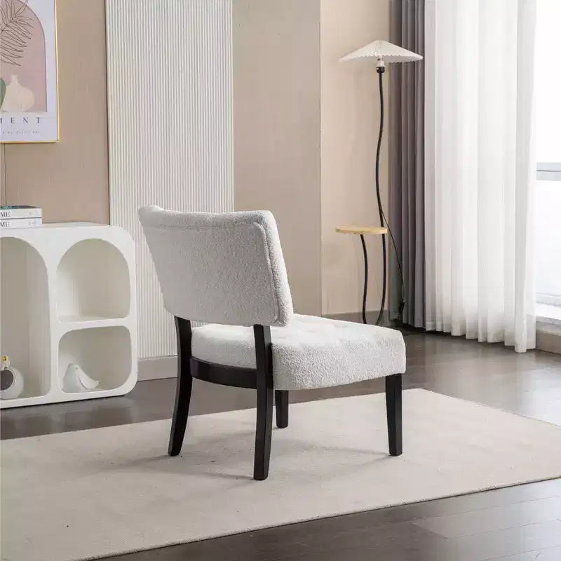 Modern Oversized Accent Chair with Middle Tufted Back Blended Leather Comfy Chairs with Wood Legs Accent Chairs for Living Room, Bedroom