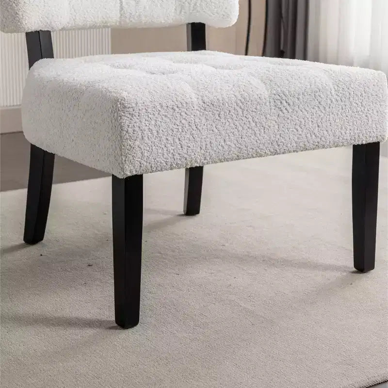 Modern Oversized Accent Chair with Middle Tufted Back Blended Leather Comfy Chairs with Wood Legs Accent Chairs for Living Room, Bedroom