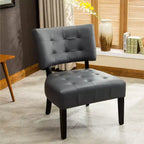 Modern Oversized Accent Chair with Middle Tufted Back Blended Leather Comfy Chairs with Wood Legs Accent Chairs for Living Room, Bedroom