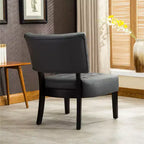 Modern Oversized Accent Chair with Middle Tufted Back Blended Leather Comfy Chairs with Wood Legs Accent Chairs for Living Room, Bedroom