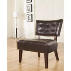 Modern Oversized Accent Chair with Middle Tufted Back Blended Leather Comfy Chairs with Wood Legs Accent Chairs for Living Room, Bedroom