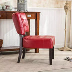 Modern Oversized Accent Chair with Middle Tufted Back Blended Leather Comfy Chairs with Wood Legs Accent Chairs for Living Room, Bedroom