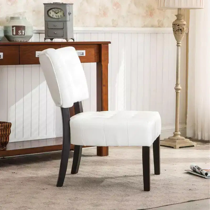 Modern Oversized Accent Chair with Middle Tufted Back Blended Leather Comfy Chairs with Wood Legs Accent Chairs for Living Room, Bedroom