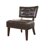 Modern Oversized Accent Chair with Middle Tufted Back Blended Leather Comfy Chairs with Wood Legs Accent Chairs for Living Room, Bedroom