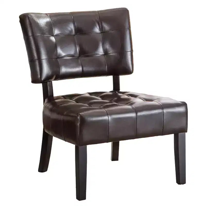 Modern Oversized Accent Chair with Middle Tufted Back Blended Leather Comfy Chairs with Wood Legs Accent Chairs for Living Room, Bedroom