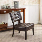 Modern Oversized Accent Chair with Middle Tufted Back Blended Leather Comfy Chairs with Wood Legs Accent Chairs for Living Room, Bedroom