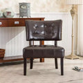 Modern Oversized Accent Chair with Middle Tufted Back Blended Leather Comfy Chairs with Wood Legs Accent Chairs for Living Room, Bedroom
