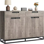 55 Inch Buffet Kitchen Cabinet, Large, Modern sideboard with 2 drawers and 4 Doors, Bar Buffet Table for Kitchen and Dining Room