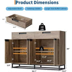 55 Inch Buffet Kitchen Cabinet, Large, Modern sideboard with 2 drawers and 4 Doors, Bar Buffet Table for Kitchen and Dining Room